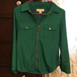 Michael Kors Dark Green Blouse Small